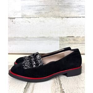 BeautiFeel Women’s 10 Black Suede Lace Slip-On Loafer Dress Christmas Shoe NEW